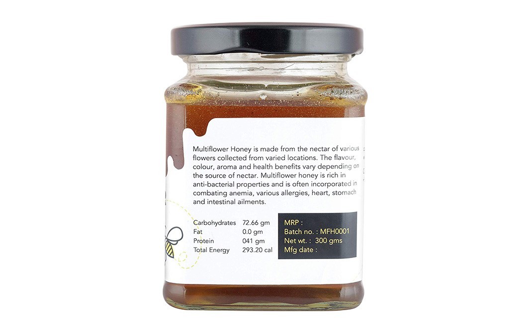 Weguarantee Organics Multiflower Raw Honey    Glass Jar  300 grams